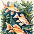 watercolor : goldfish 9枚目