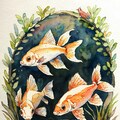 watercolor : goldfish 5枚目