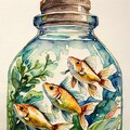 watercolor : goldfish 3枚目