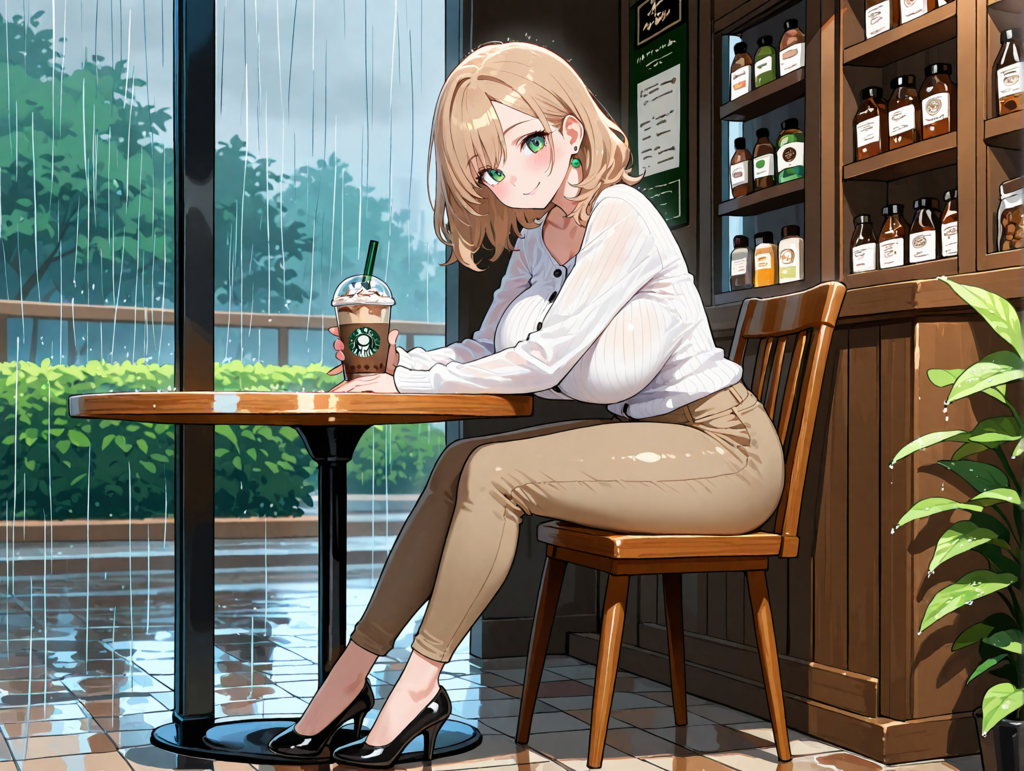 雨の日の喫茶店にて