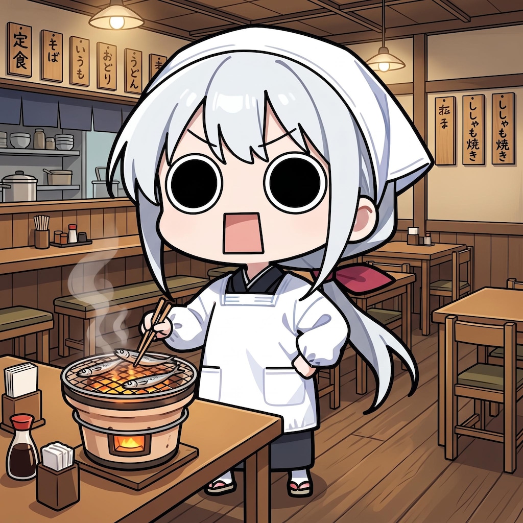 ししゃもを焼くえらいこっちゃ嬢
