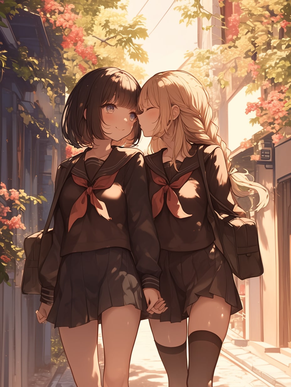 キスしたい二人のJK144 | の人気AIイラスト・グラビア