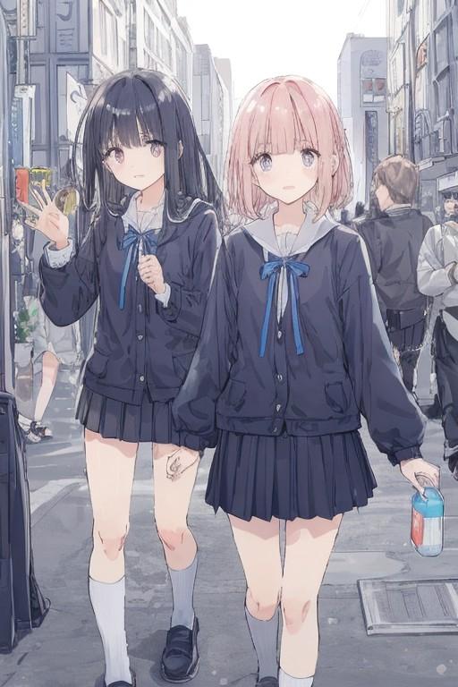 修学旅行(初めての都会) | の人気AIイラスト・グラビア