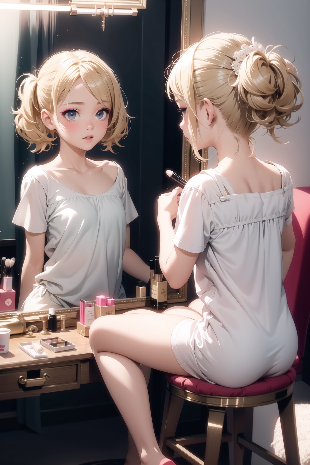 お化粧する少女