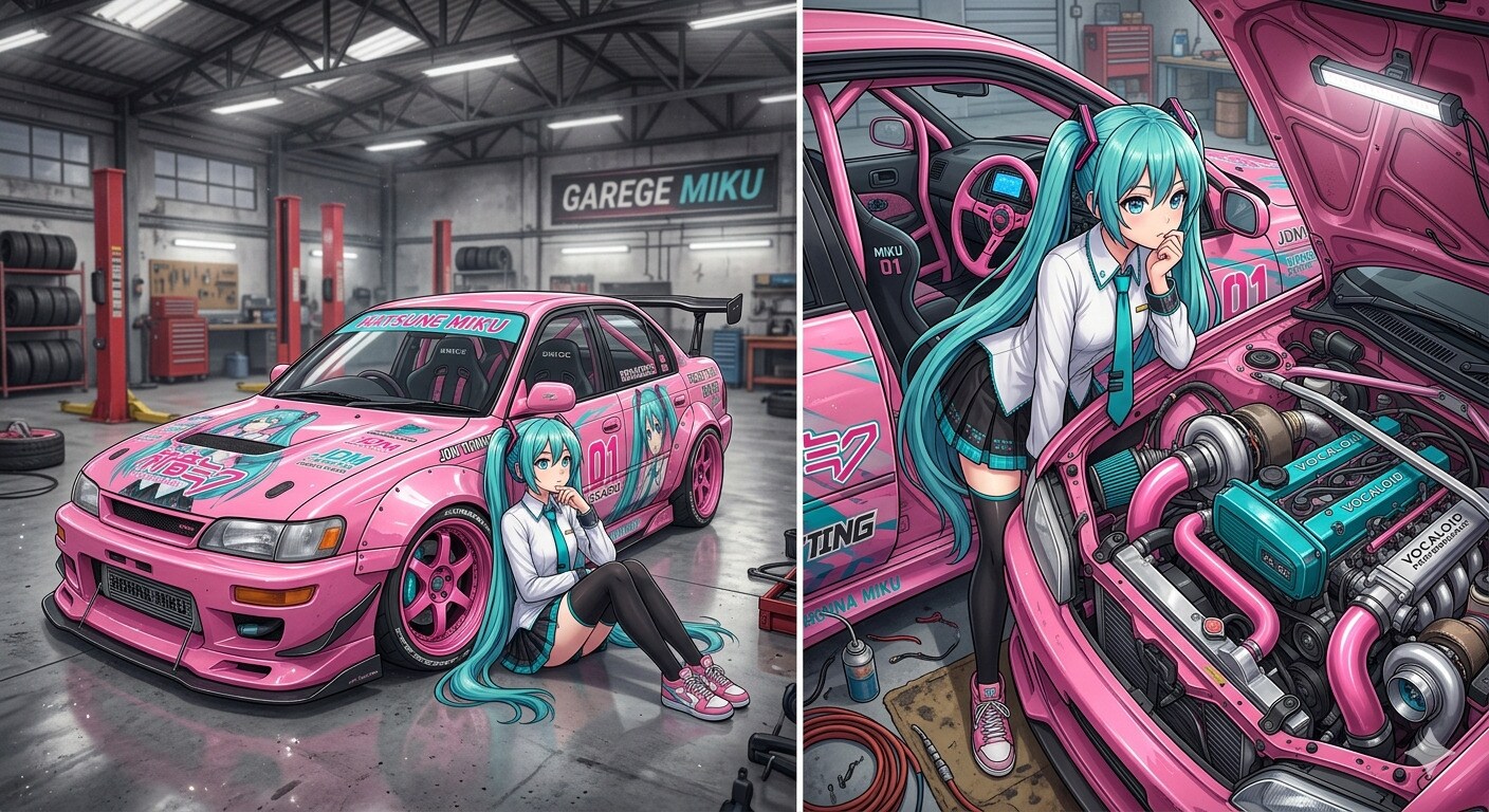 初音ミクとカローラセダンレーシングカー