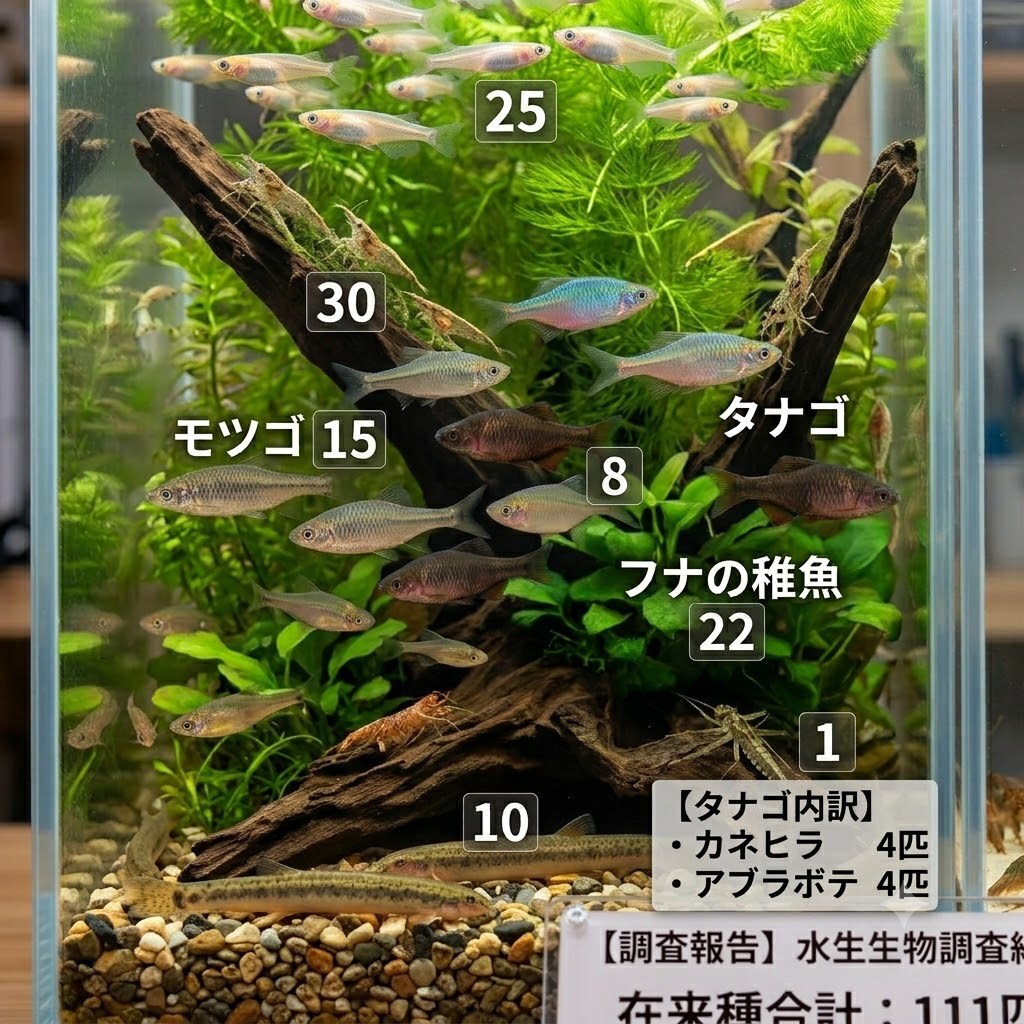 ミナミメダカ池生物相調査(網カゴのみ)