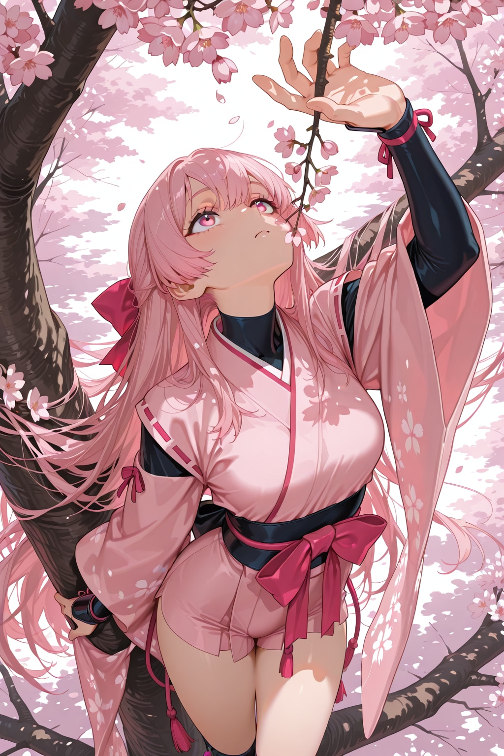 ガーリー忍者と枝垂れ桜