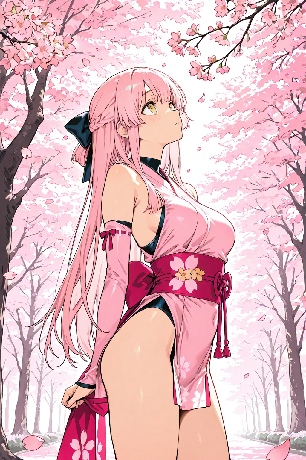 ガーリー忍者と枝垂れ桜