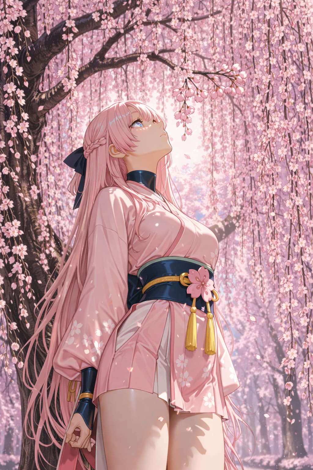 ガーリー忍者と枝垂れ桜