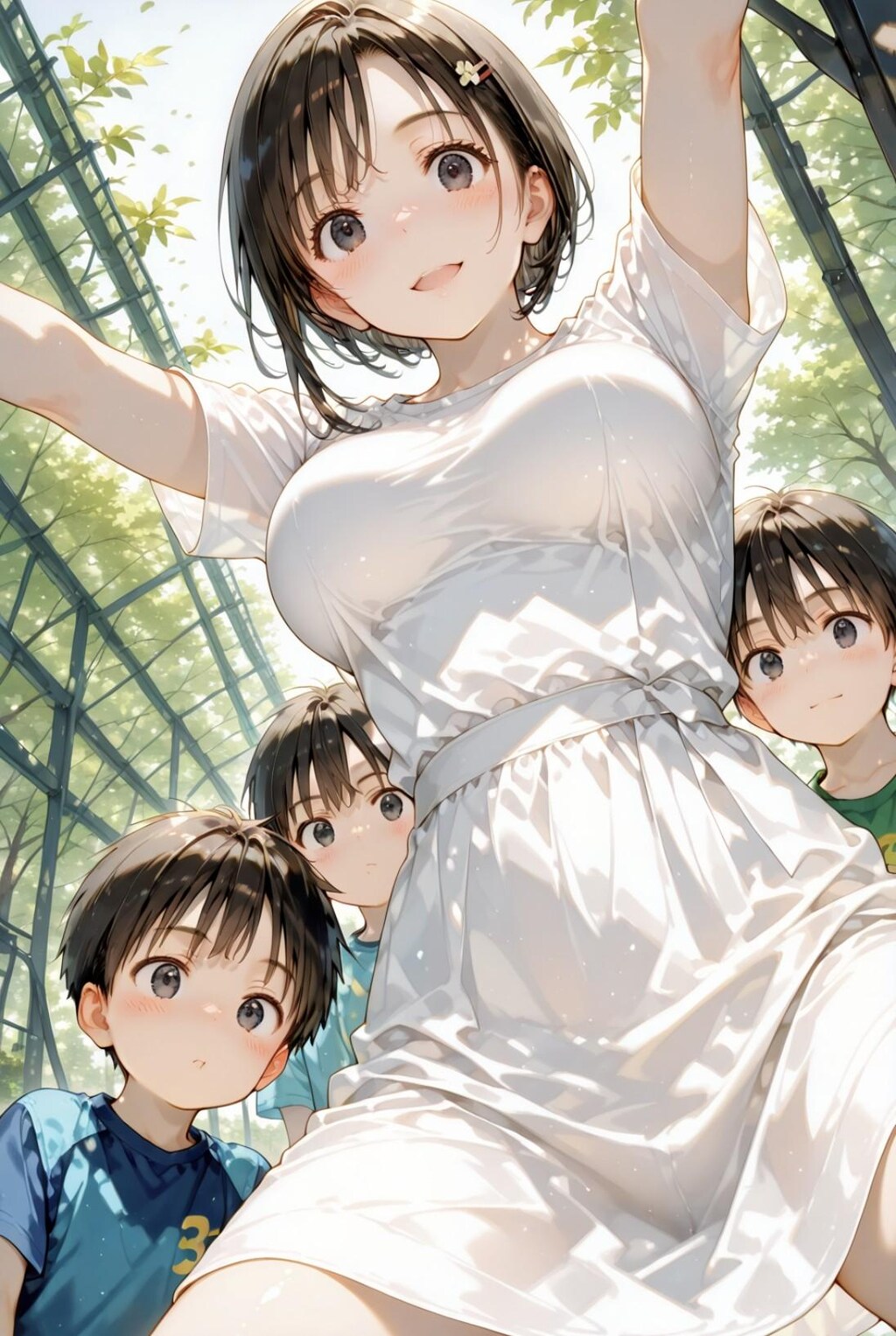 公園で遊ぶ親子５