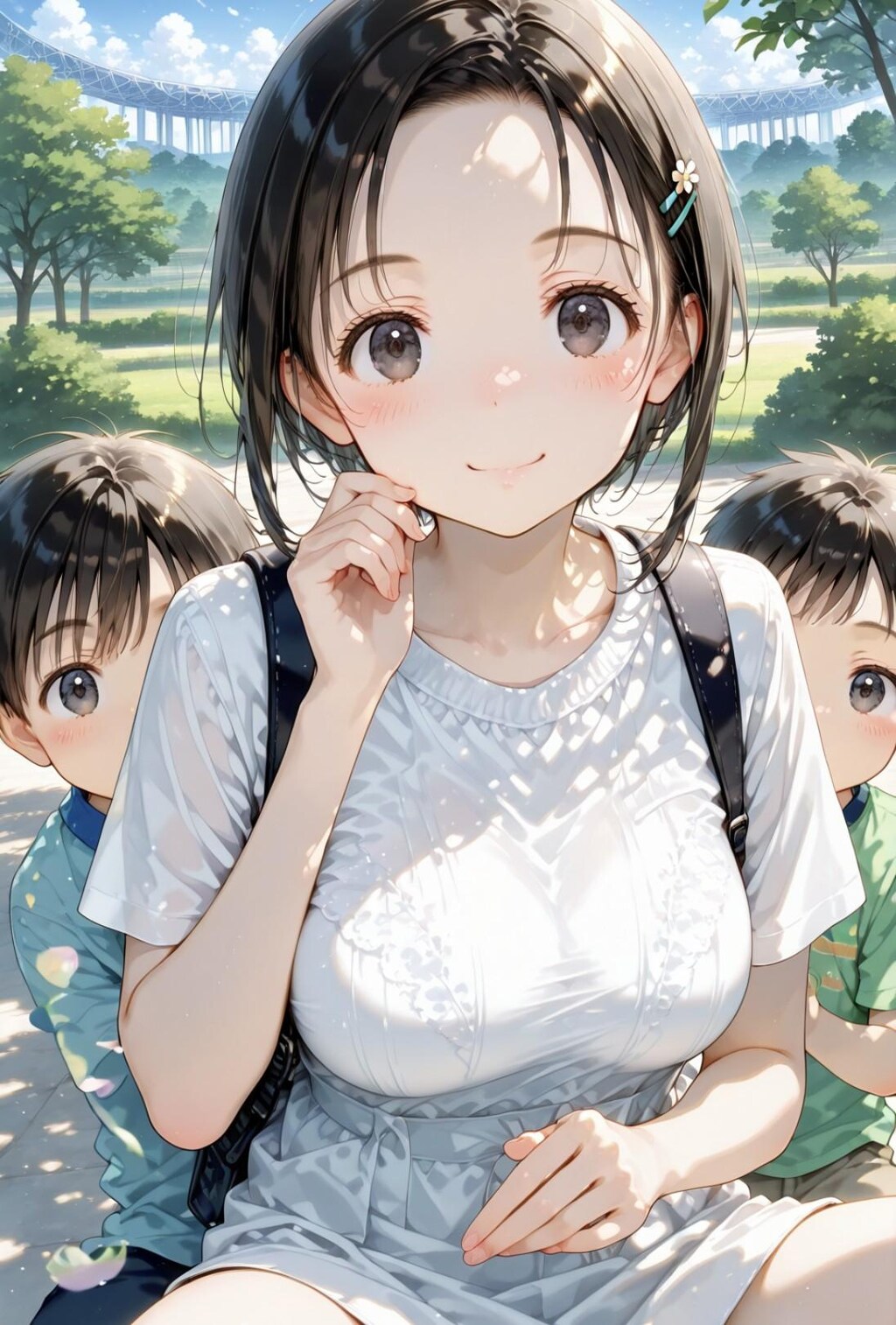 公園で遊ぶ親子５