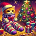 油絵ファンタジー、クリスマスプレゼントの超合金テディベアロボ&猫のヌイグルミ 3枚目