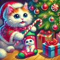 油絵ファンタジー、クリスマスプレゼントの超合金テディベアロボ&猫のヌイグルミ 5枚目