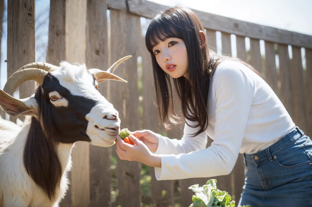 動物とお姉さん