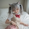 銀髪猫耳制服少女　下着見せ 4枚目