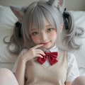 銀髪猫耳制服少女　下着見せ 5枚目
