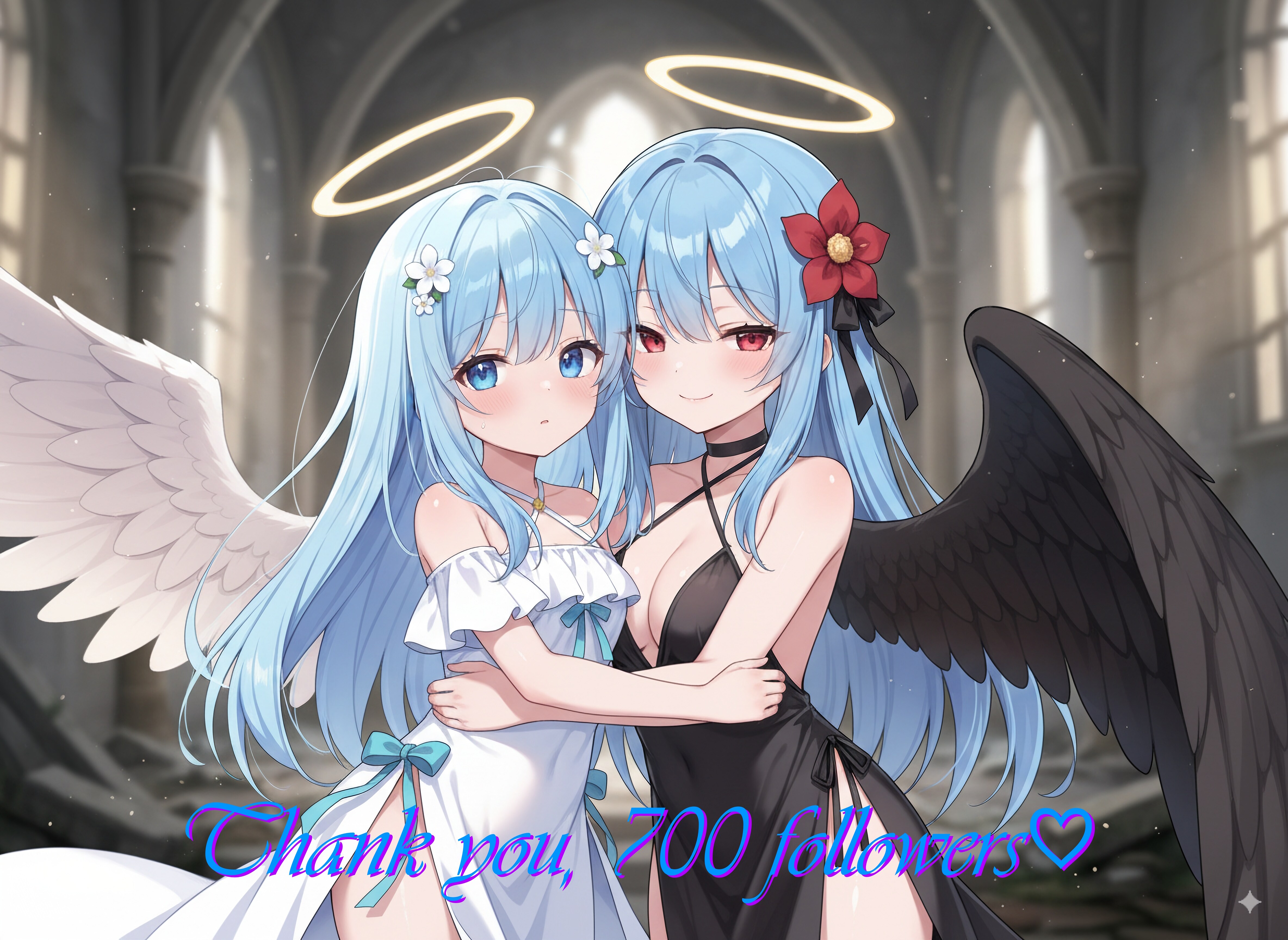 700フォロワー記念・天使堕天使百合風味