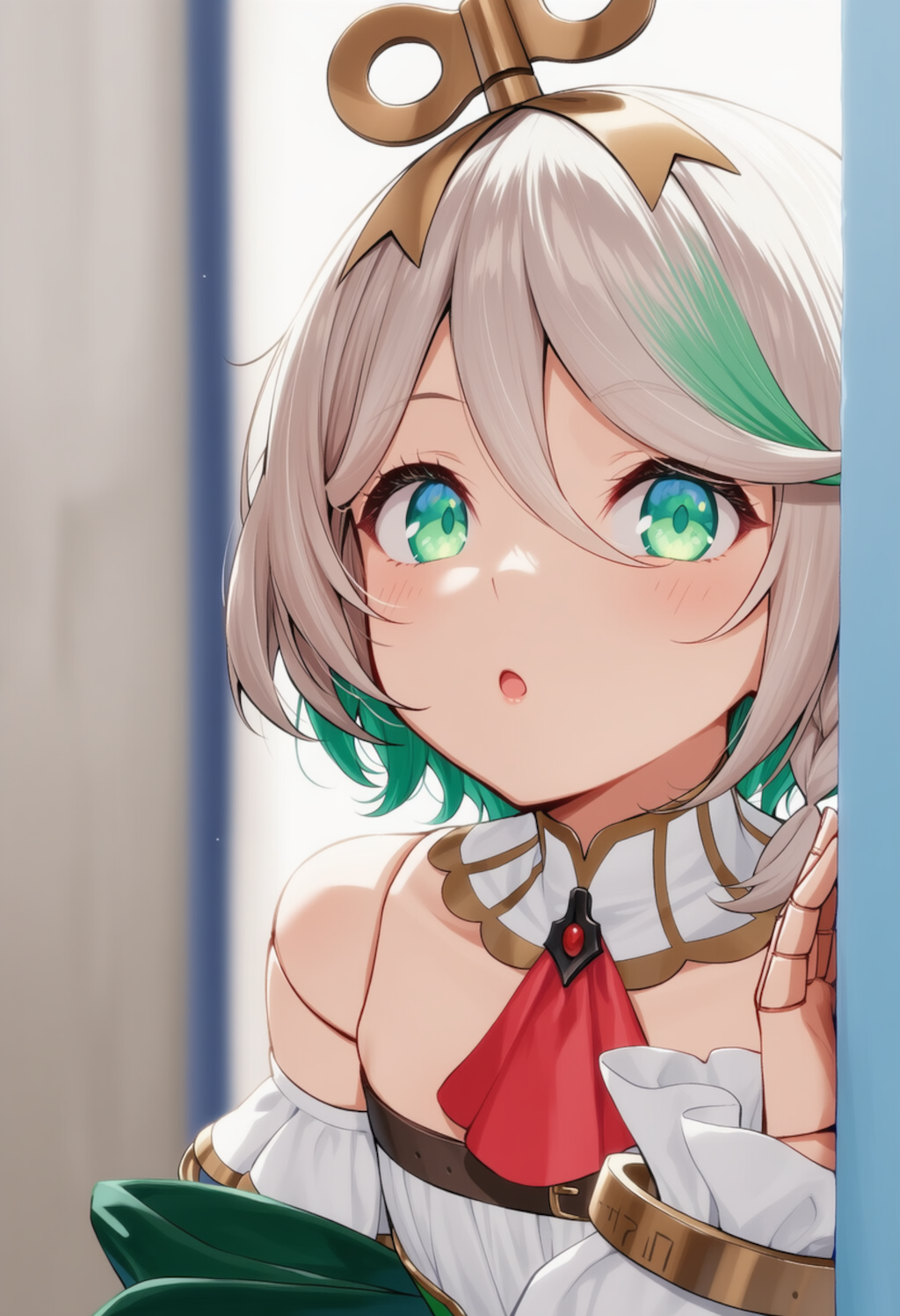 セシリアが物陰からジッと見つめているだけ