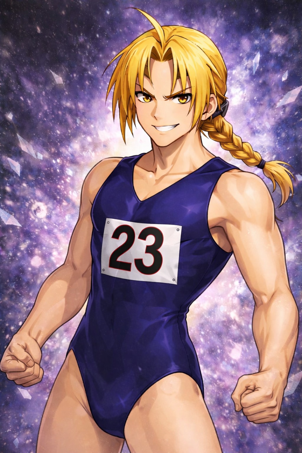 エドワードにスク水、競水(女モノ)を着せた。２ | の人気AIイラスト・グラビア