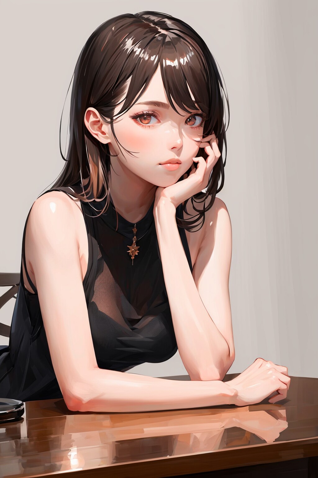 楽屋で休憩中のお姉さん