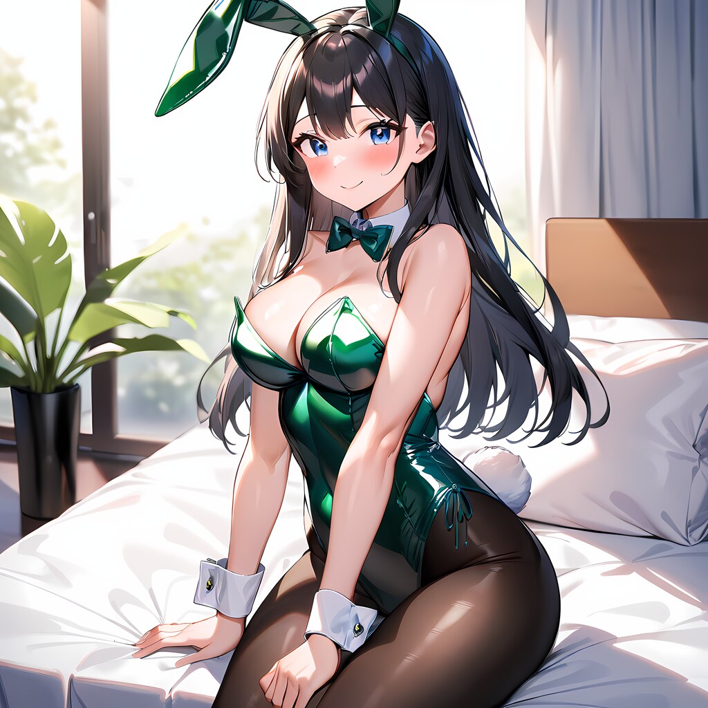 光沢緑エナメルバニーガール