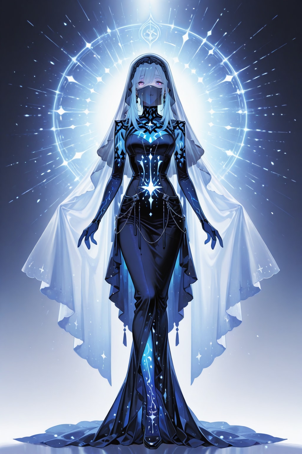 「全身に光のヴェールを纏った少女」の全身像