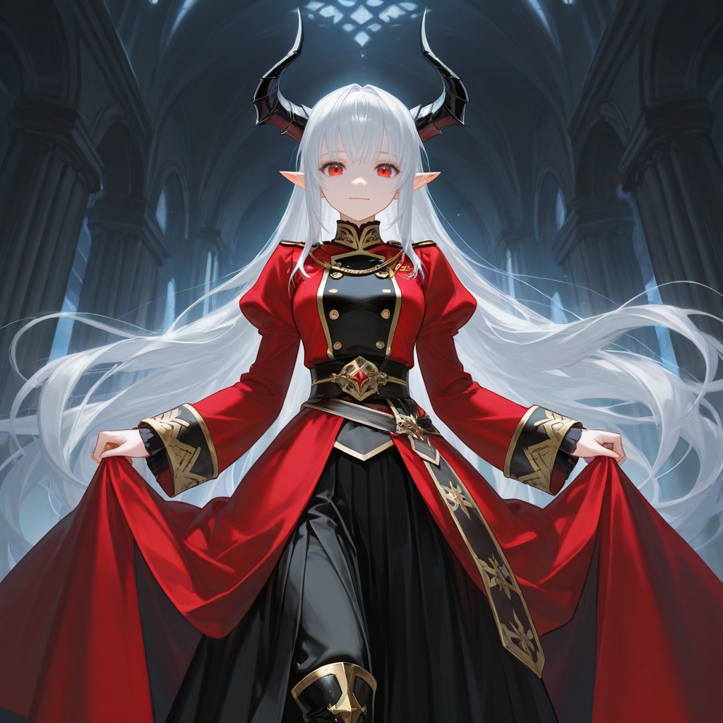 正装して挨拶する銀髪竜姫