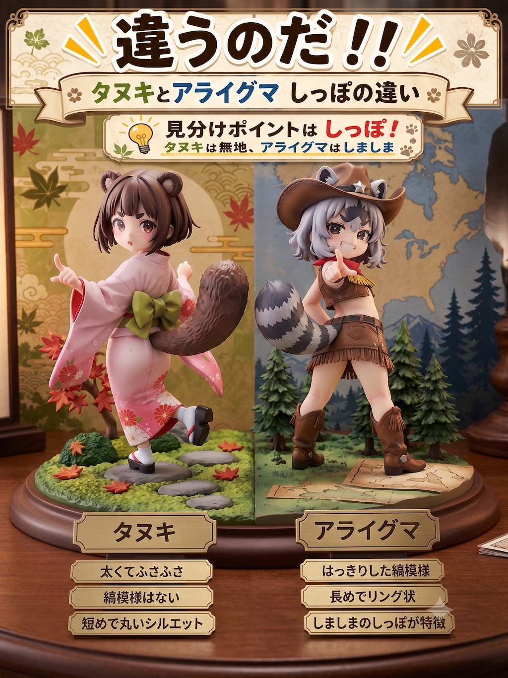 アライグマとタヌキの尻尾は違うのだ！！