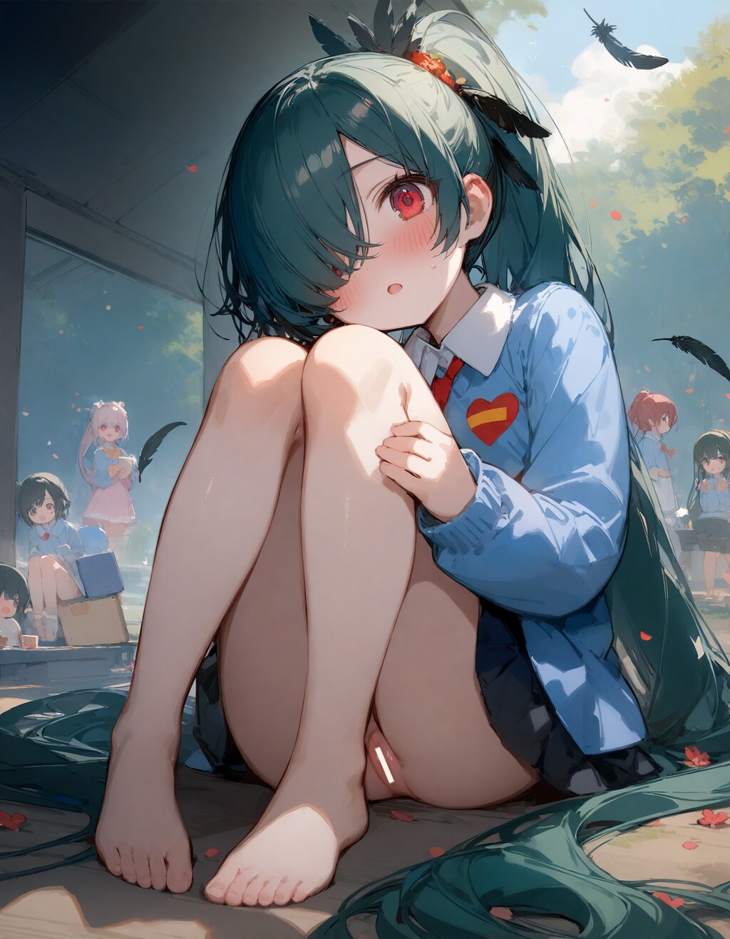 はいてないちっちゃいカラス娘さん