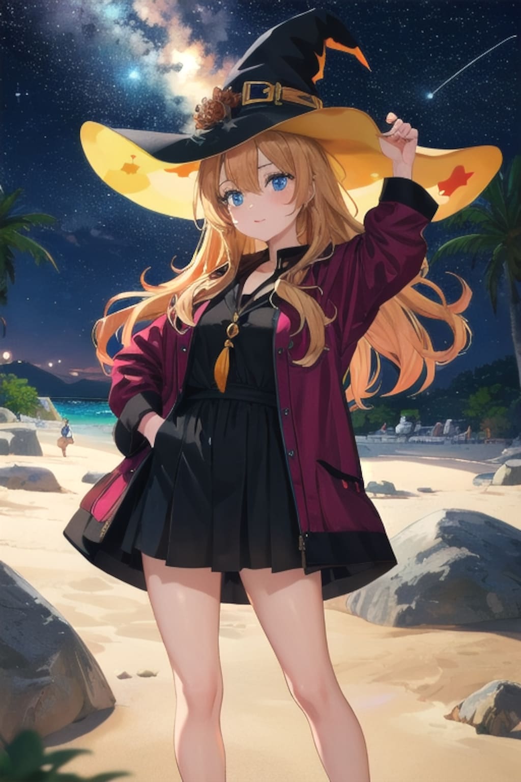 砂浜の魔女と星空