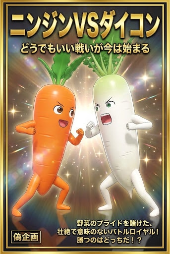 偽アニメ企画　ニンジンVSダイコン | の人気AIイラスト・グラビア