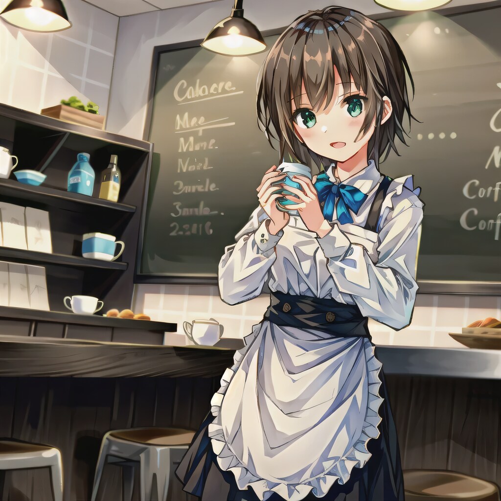 茶髪ボブでカフェの少女５
