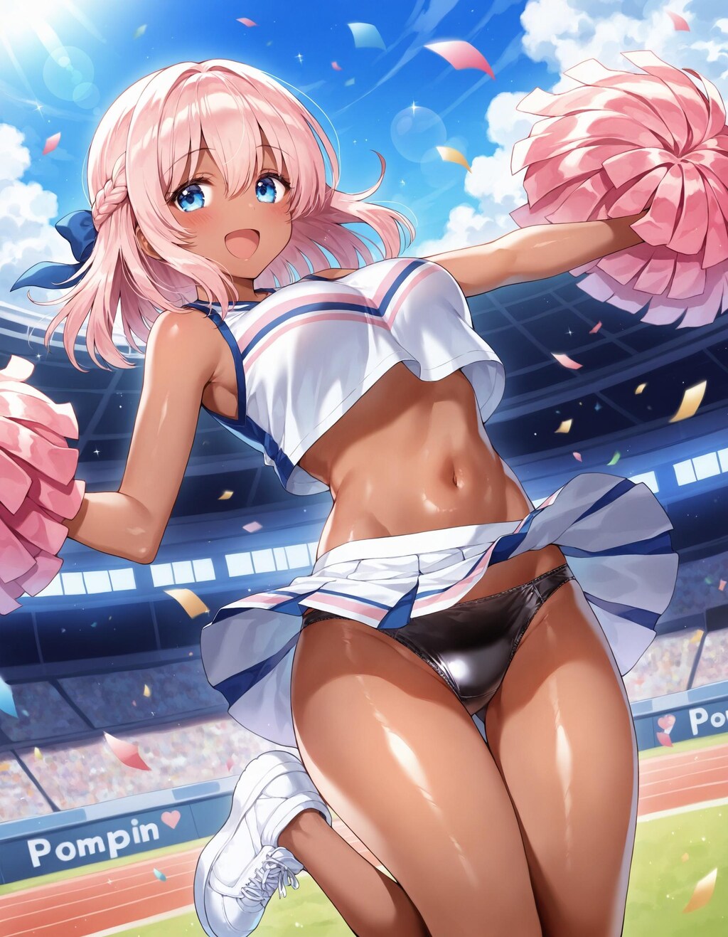 褐色チアガールのパンチラ