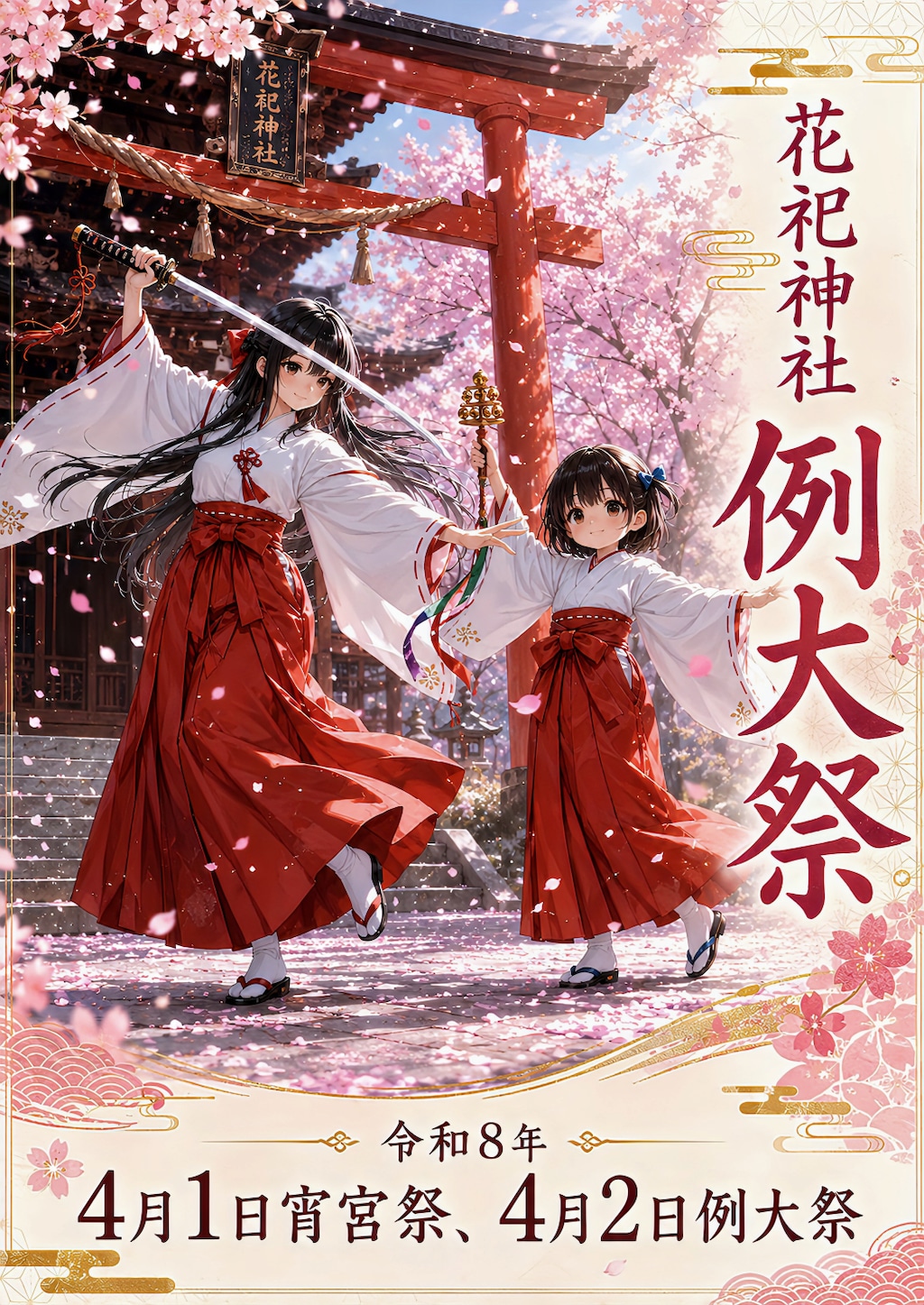 桜舞う花祀神社例大祭