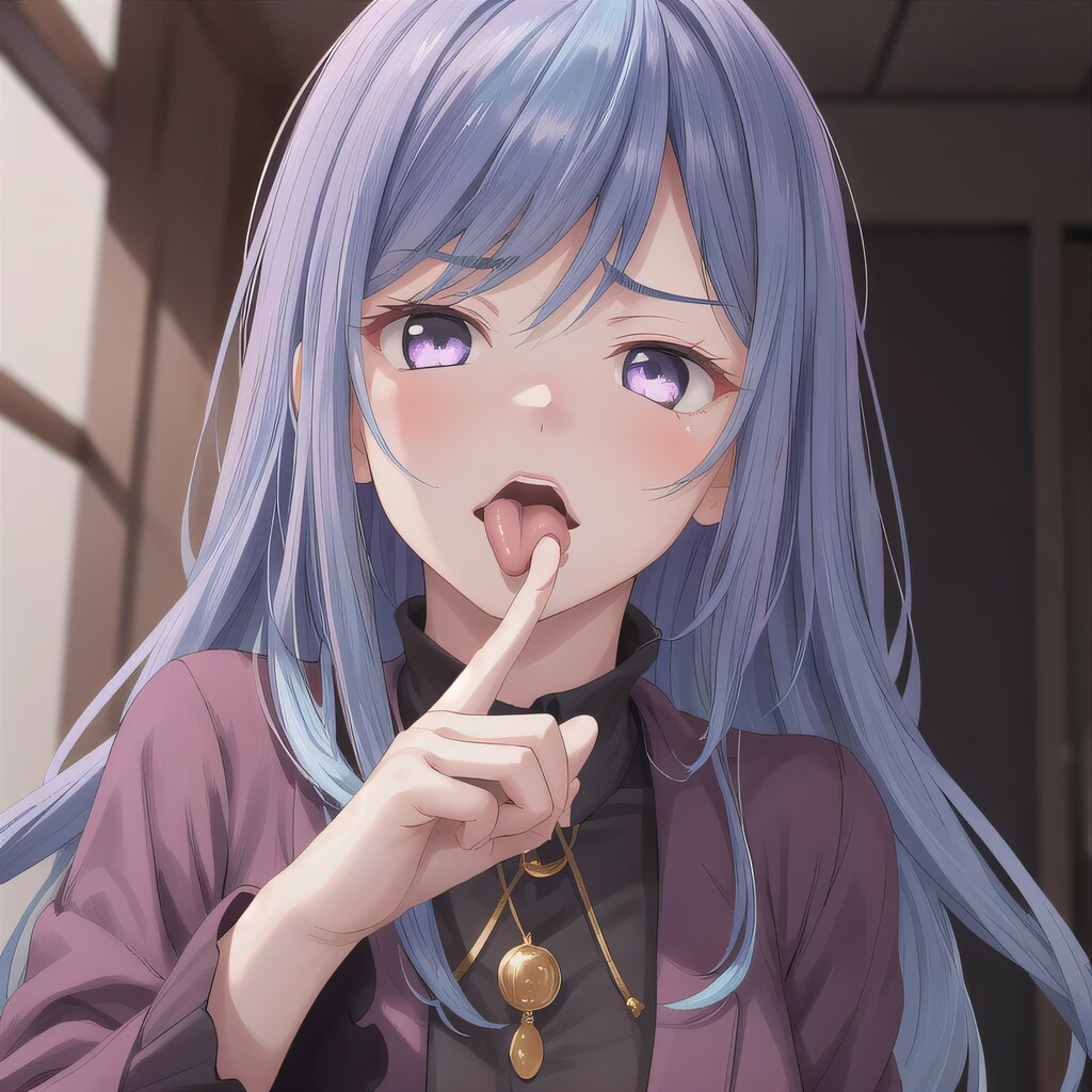 紫髪ロングの舌出し少女２