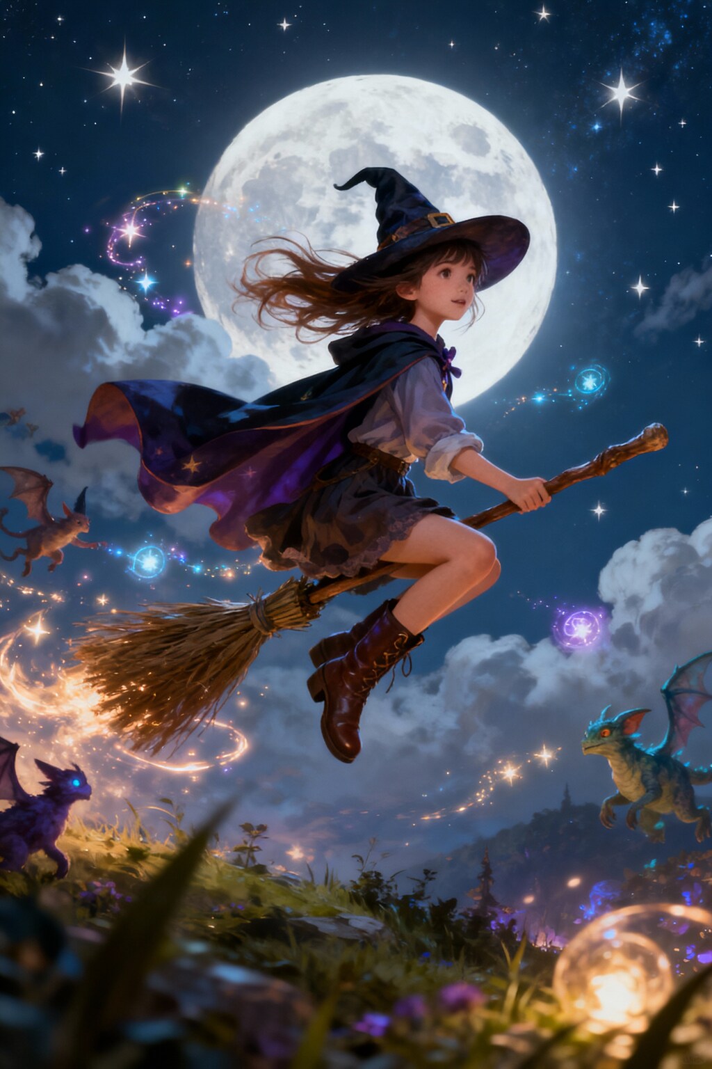 Seedream. Fliyng little witch