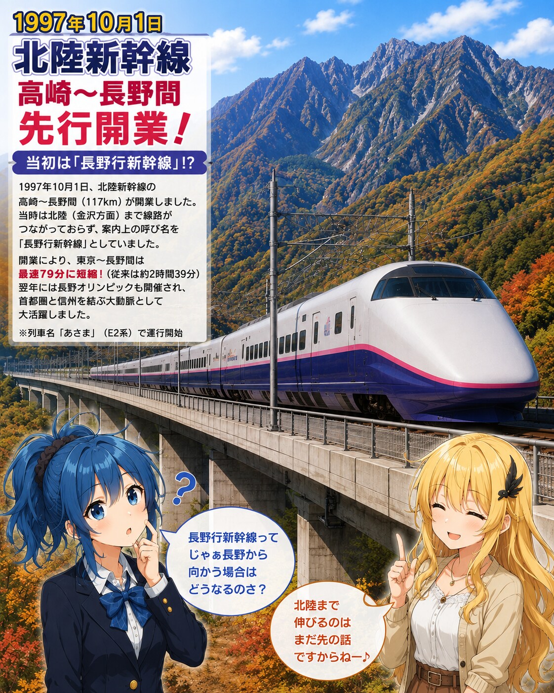 10月1日は長野行新幹線の開業日 | の人気AIイラスト・グラビア
