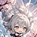 桜と白髪ちゃん 3枚目