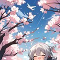 桜と白髪ちゃん 2枚目