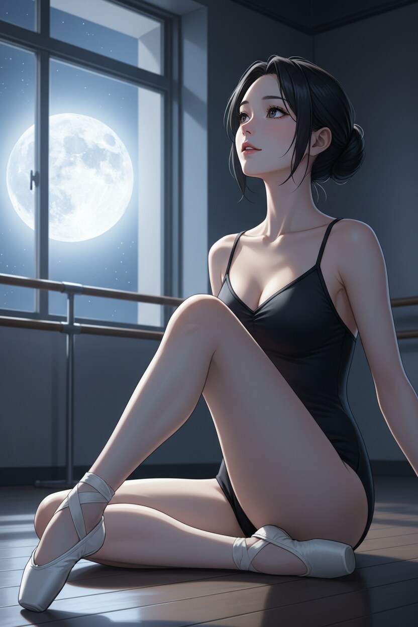 月を見る