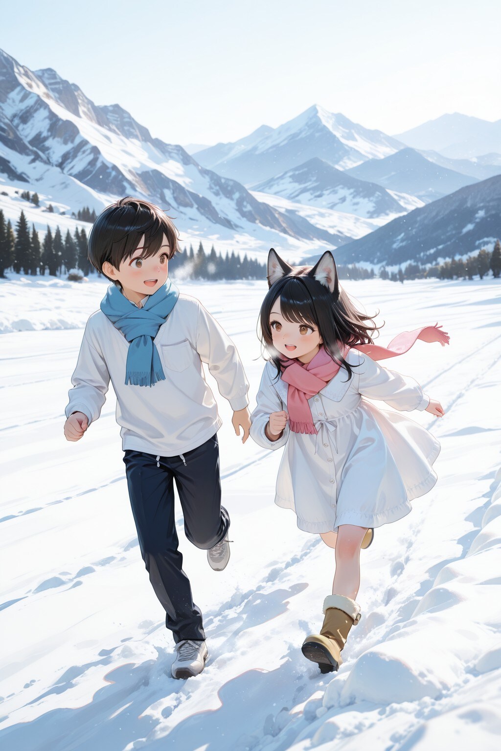Wolf Kids And Yuki（オオカミ子どもと雪。「雪やこんこ。山も野原も綿帽子。」）