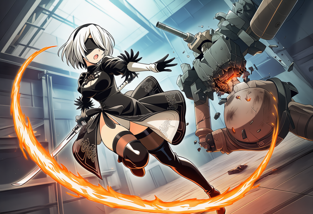 お尻を焼かれる２B
