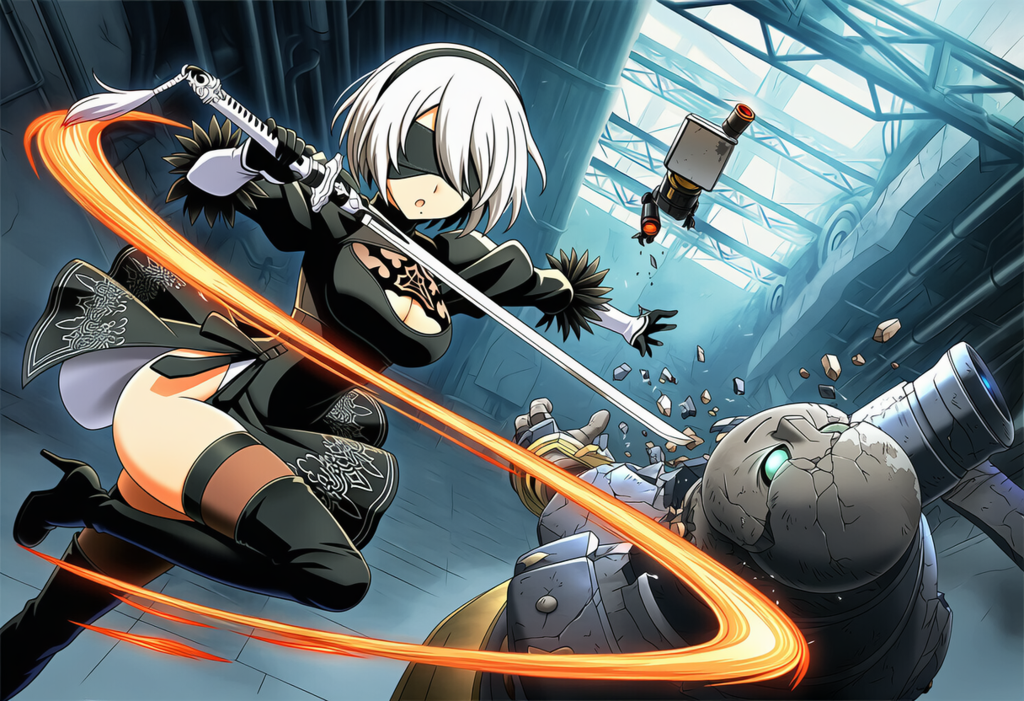 お尻を焼かれる２B