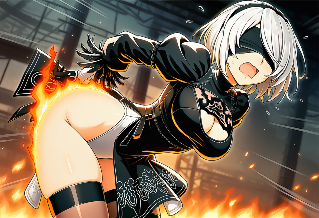 お尻を焼かれる２B