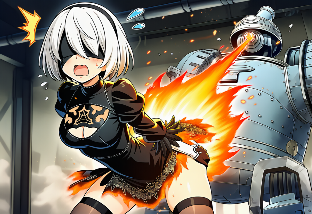 お尻を焼かれる２B