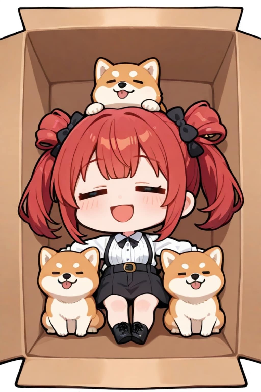 柴犬と赤髪ちゃん