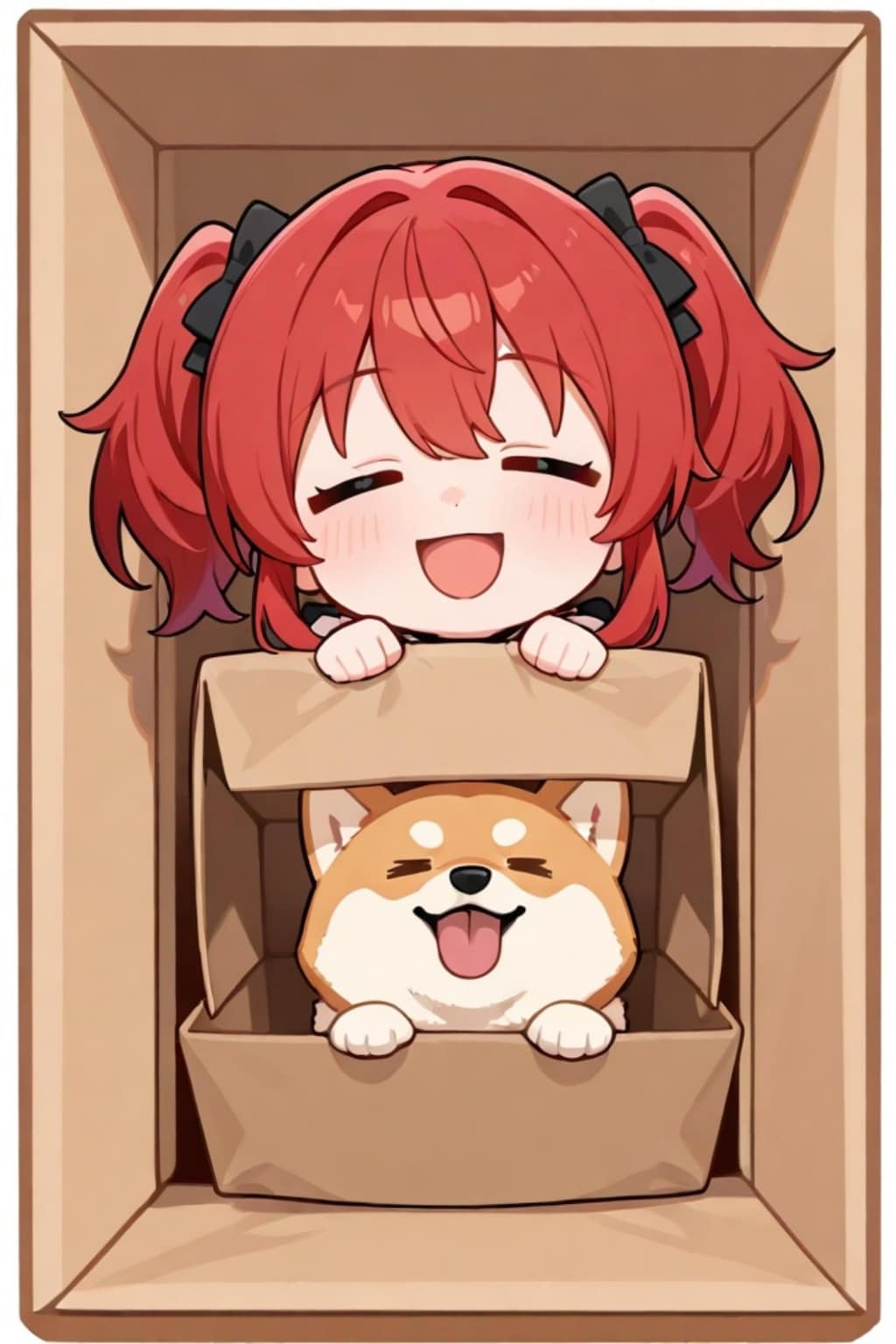 柴犬と赤髪ちゃん