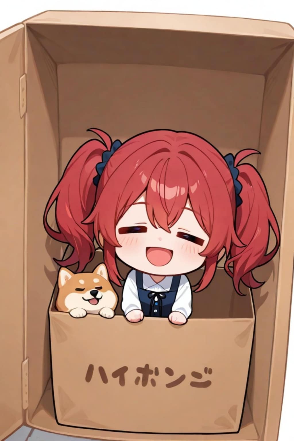 柴犬と赤髪ちゃん