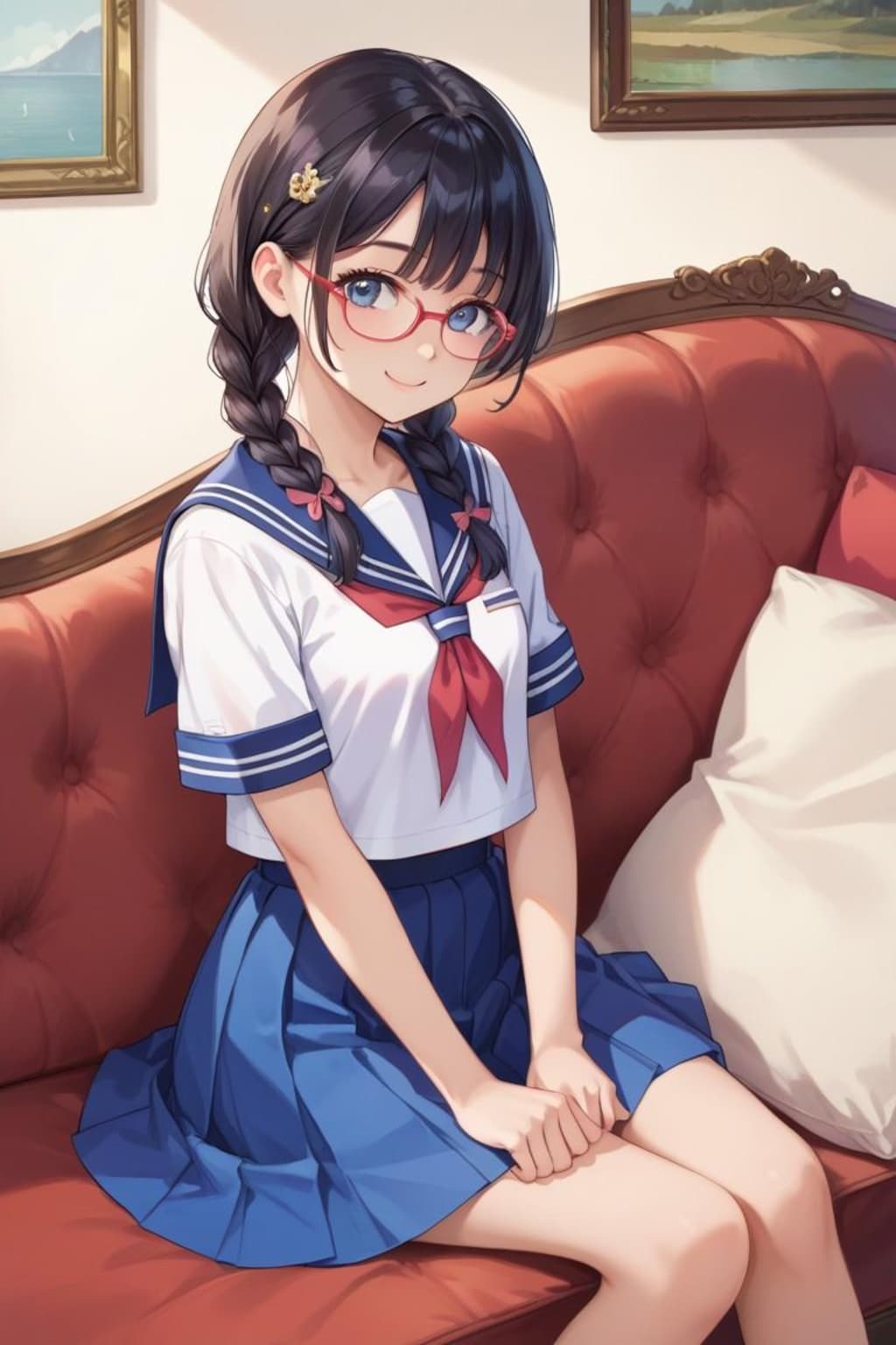 三つ編みメガネ少女
