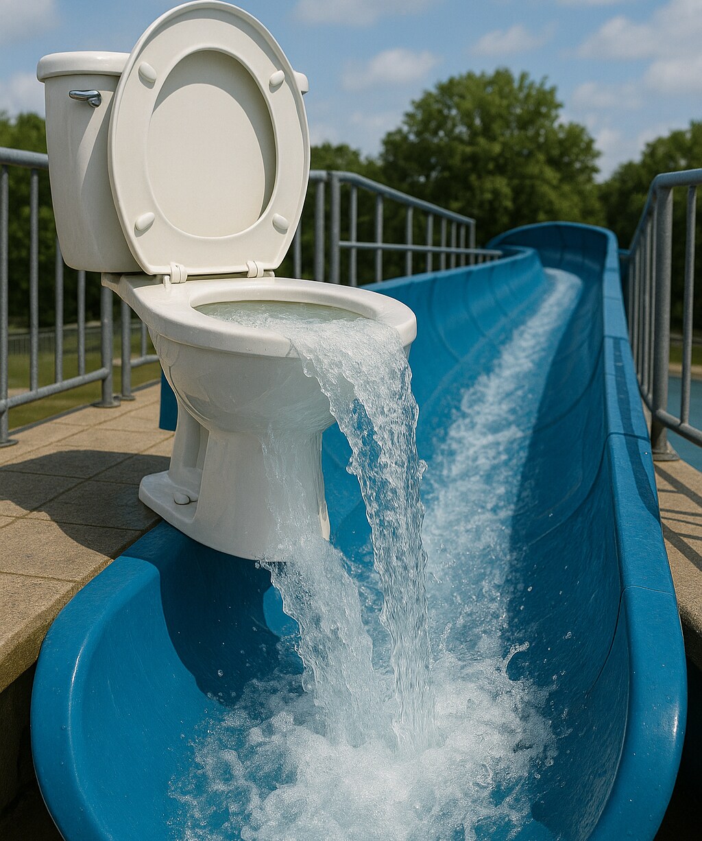 ウォータースライダーな流しエルフ🚽